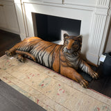 Large Teak Wood  Hand Carved and Painted Tiger