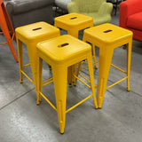 Set of 4 Yellow Counter Stools