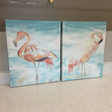 Pair of Flamingo Canvases