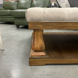 Large  Knightsbridge Tufted Linen Ottoman