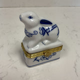 Blue and White Rabbit Limoges Box