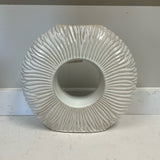 White Ribbed Vase