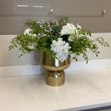 Hydrangea in Metal Pedestal Vase
