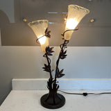 Iron & Glass Blown Flower Lamp