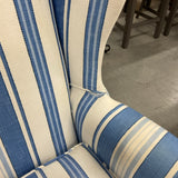 Pair of Blue and White Striped Wingbacks