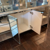 3 Piece Glass and Mirrored Metal Display Cabinet with Hutch