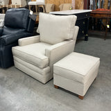 Newly Upholstered Hickory Chair Swivel Chair & Ottoman