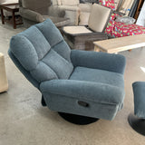 Blue Swivel Recliner w/Ottoman