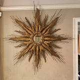 Mid-Century Brutalist Layered Hand-Hammered Steel Rays Mirror