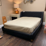 Black Upholstered Queen Platform Bed