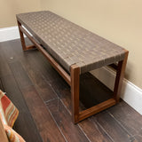 Room and Board Lattice Top Leather Bench