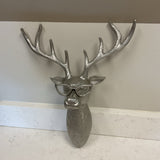 Silver Deer Head w/Glasses