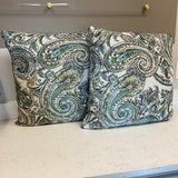 Pair of Large Blue White & Green Pillows