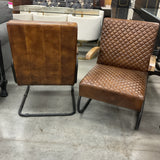 Pair of Classic Concept Leather/Metal/Wood Arm Chair