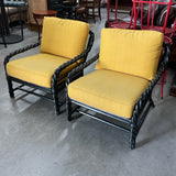 Pair of Vintage McGuire Twisted Black Rattan Chairs