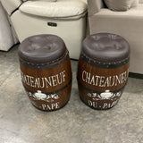 Pair of Chateauneut Du Papa Barrel Stools