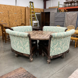 71" Round Wood Table with 4 Benches