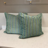 Pair of Blue & Green Striped Pillows