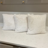 Set of 3 White Faux Fur Pillows