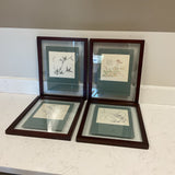 Set of 4 Oriental Ink Bamboo Framed Art
