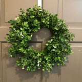 16" Boxwood and Berry Wreath