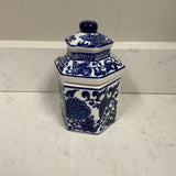 Blue and White Candle Jar with Lid