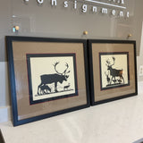 Pair of Elk Silhouette Prints