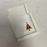 Set of 3  Crate and Barrel Red and Green Christmas Tree Napkins