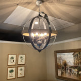 Wood & Metal Sphere Chandelier
