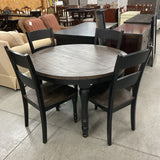 Jofran Madison County Round Table with 4 Chairs and 1 Leaf
