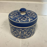 Blue & White Jar w/ Lid
