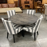 Round Dining Table with 4 Gray and White Chairs (As Is)