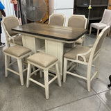Bar Height Avalon Table with 6 Stools & 1 leaf (As-Is)