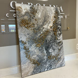 Gray & Gold Raised Abstract Original Art