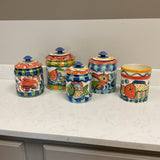 Vicki Carroll Canister Set w/Utensil Holder