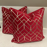 Pair of Red & Gold PIllows (as is)