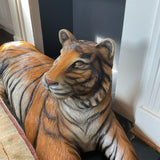 Large Teak Wood  Hand Carved and Painted Tiger
