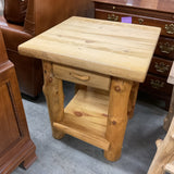 Log End Table with Drawer