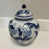 Blue & White Leaf Ginger Jar