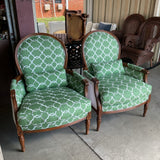 Pair of Ethan Allen Wood Framed Arm Chairs