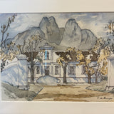 South African Lanzerac Hotel Watercolor