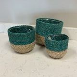 Set of 3 Lined Woven Planters