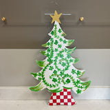 Hand Painted Hanging Christmas Tree with Red and White Base