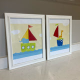 Pair of Kids Sailboat Prints