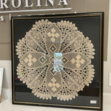 Large Black and White Doily Art