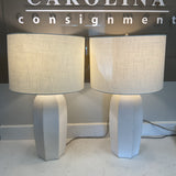 Pair of Crate & Barrel Ceramic White Table Lamps