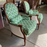 Pair of Ethan Allen Wood Framed Arm Chairs