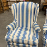 Pair of Blue and White Striped Wingbacks