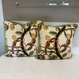 Pair  of Custom Monkey Pillows