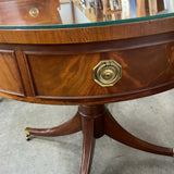 Hickory Chair Round Pedestal Table with Glass Top